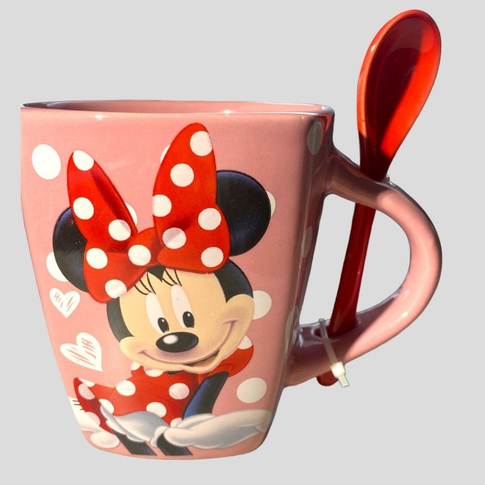 MINNIE MOUSE 11 0Z PINK & RED CUP O SASS WITH SPOON (NEW)